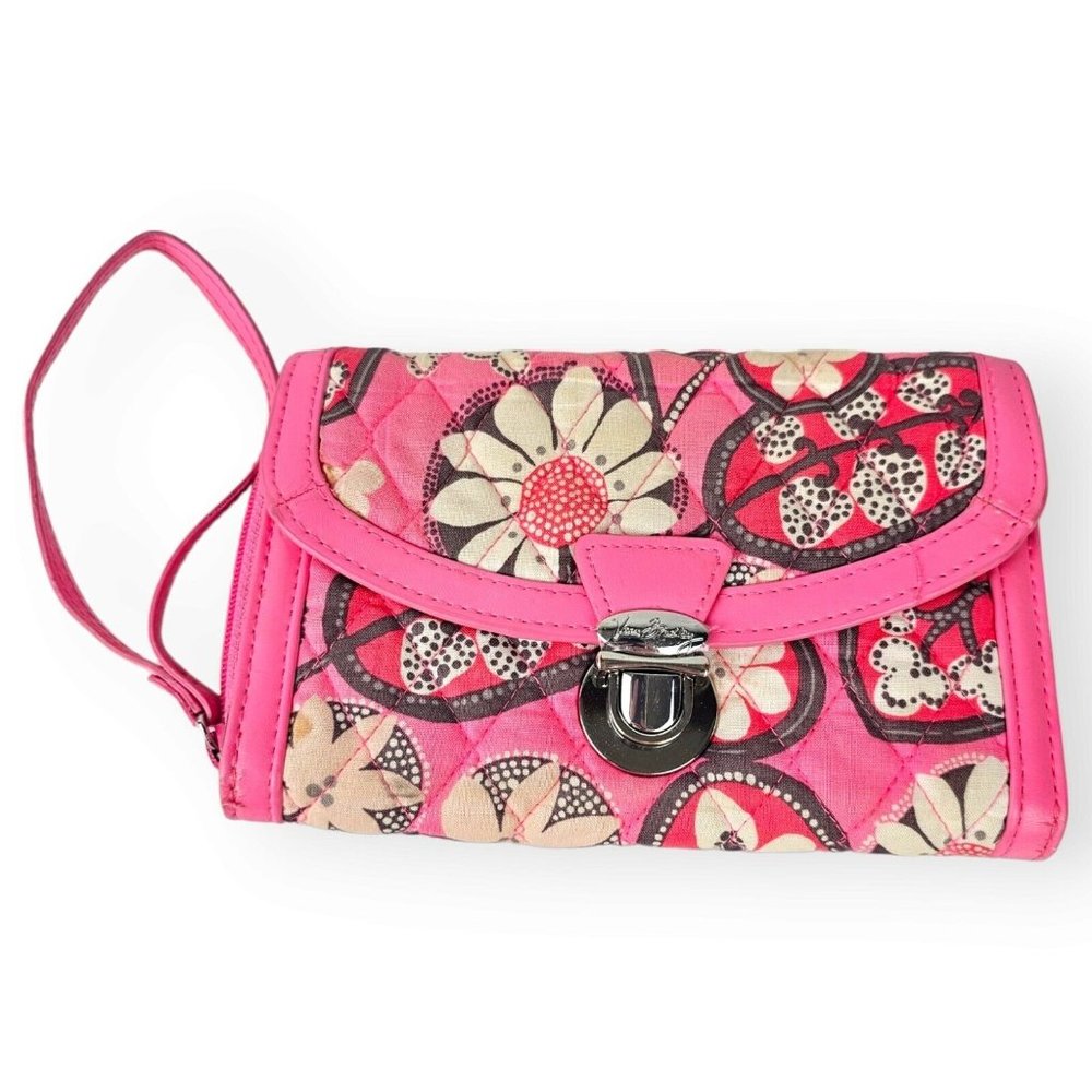 VERA BRADLEY Pushlock Wristlet Perfect Phone Size Plush Pink Wristlet Wallet